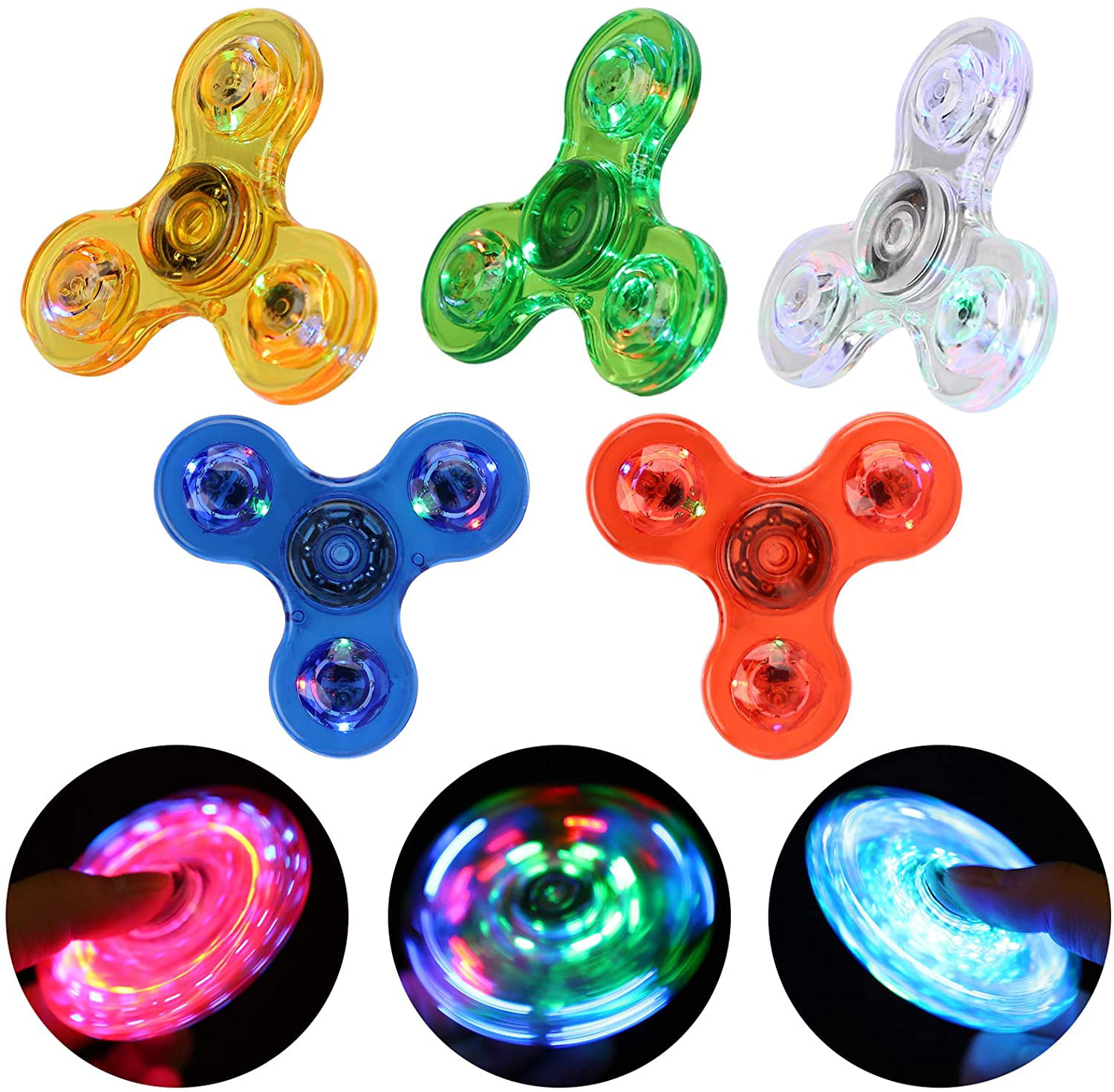 Lot LED Patterns Rainbow Flash Light Spinner Fidget Toy EDC Hand Finger ADHD 