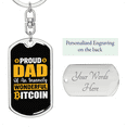 thumbnail image 2 of Fier Papa Merveilleux Bitcoin Crypto Acier Inoxydable Ou 18k or Premium Pivotant Chien Tag Porte-Clés, 2 of 8