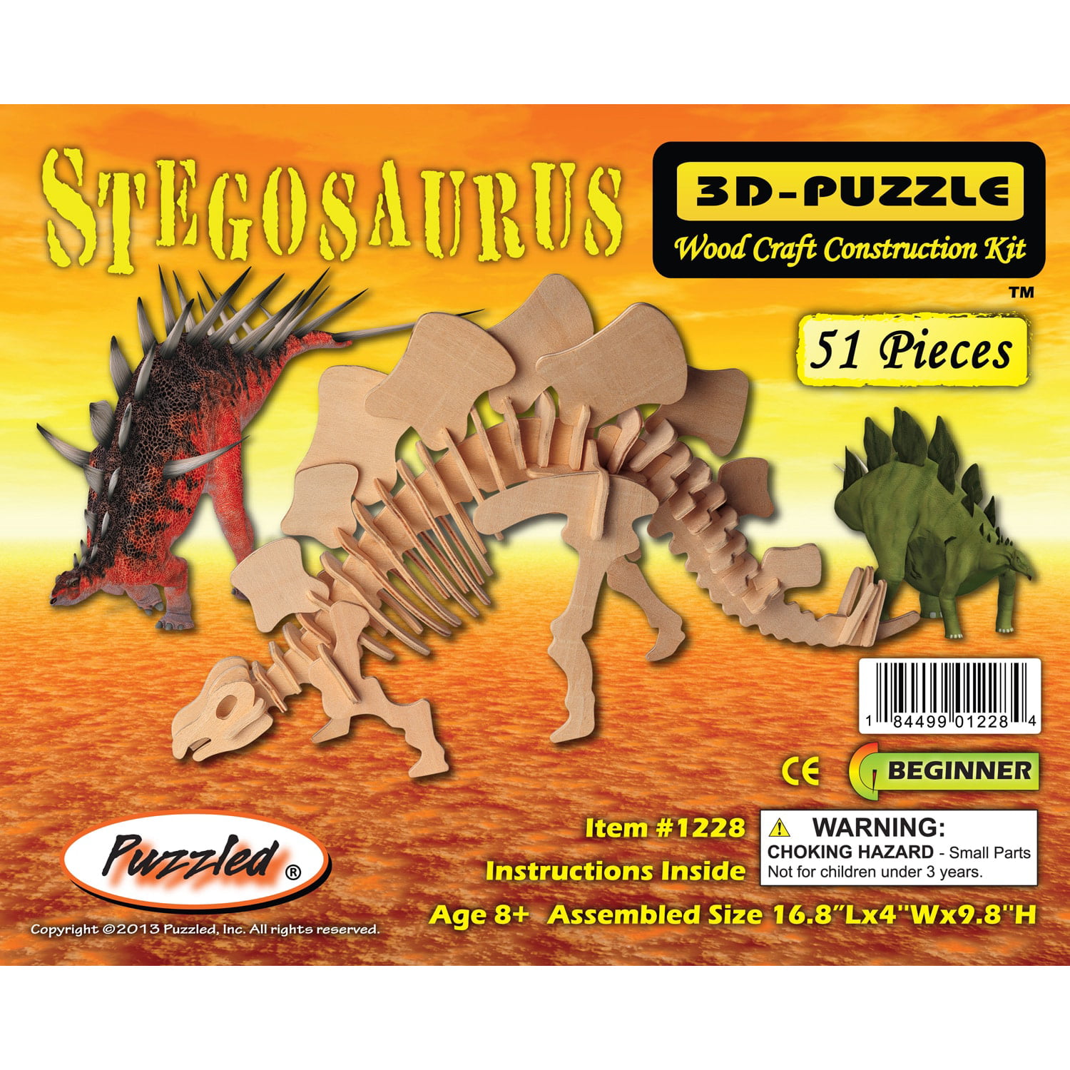 Puzzled Velociraptor Tyrannosaurus Wooden 3D Puzzle Construction K Stegosaurus 