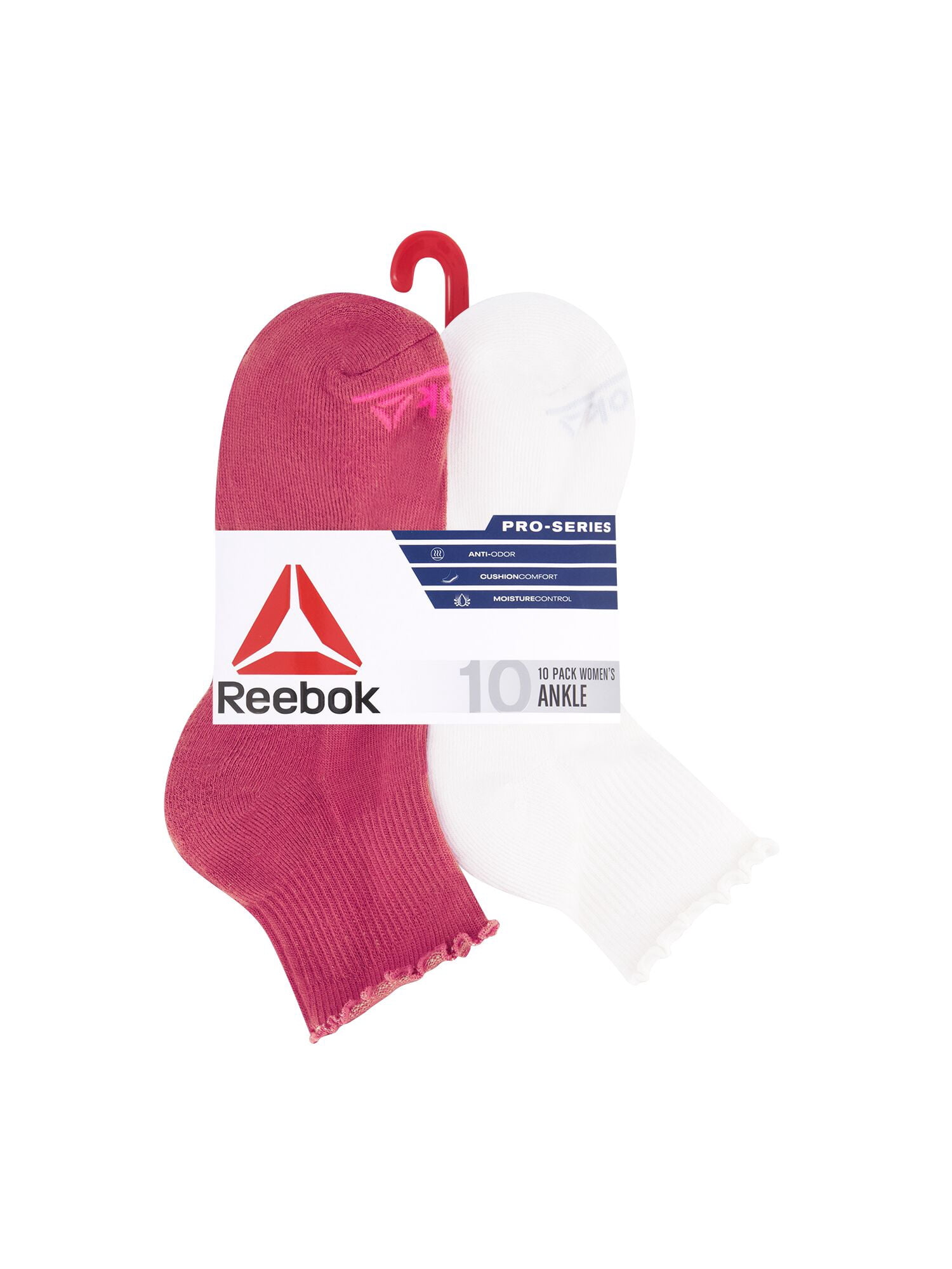 Reebok Women’s Cushion Ruffle Ankle Socks, 10 Pack, Size 4-10