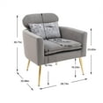thumbnail image 6 of Velvet Chaise Lounge Chair, Accent Chair Recliner Chair Upholstered Single Sofa Chair with Plug-in Headrest & Metal Legs, Leisure Chair Modern Sofa Bed Sleeper Chair for Living Room, Grey, 6 of 7