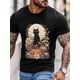 thumbnail image 2 of Men's T-Shirt,Short Sleeve Tee Shirt Casual Tops Black Cat Pumpkin Flowers Crew Neck T Shirts for Men, 2 of 8
