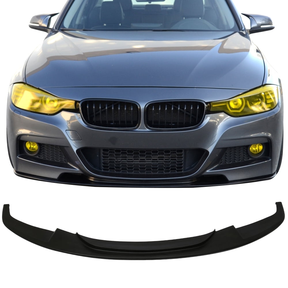 Ikon Motorsports Compatible with 12-18 BMW F30 3 Series M Sport DP Style Front Bumper Lip Unpainted Black PU
