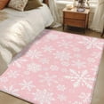 thumbnail image 4 of Hallway Runner Rugs 2.7x5 Ft, Pink Christmas Non Slip Area Rugs for Kitchen Bedroom Entryway, Snowflake Washable Carpet Runner Rug Floor Mats for Bedroom Home Decor Winter Xmas Abstract Art, 4 of 9