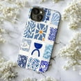 thumbnail image 5 of Blue & White Artistic Collage Pattern iPhone Case, Modern Abstract Tiles Design, Slim Protective Cover for iPhone 16 15 14 13 12 11 Mini Pro Max, 5 of 6
