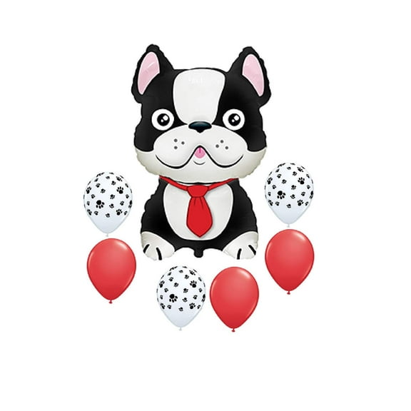 7 BALLOONS new FRENCH BULLDOG black DOG paw print ANY OCCASION new dog GET WELL happy birthday