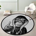thumbnail image 3 of Coolnut Round Rugs for Living Room, Monkey Rapper Dressed In The H Non-Slip Coral Velvet Long Runner Rugs, Washable Water Absorbent Mat Carpet for Bedroom Kitchen Kids Room, 3 of 6