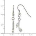 thumbnail image 3 of FB Jewels Stainless Steel Polished Music Note Dangle Shepherd Hook Earrings, 3 of 3