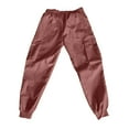 thumbnail image 4 of Godokuleh Men's Baggy Cargo Pants Drawstring Elastic Waist Flap Pocket Street Jogger Cargo Pants Red M, 4 of 4