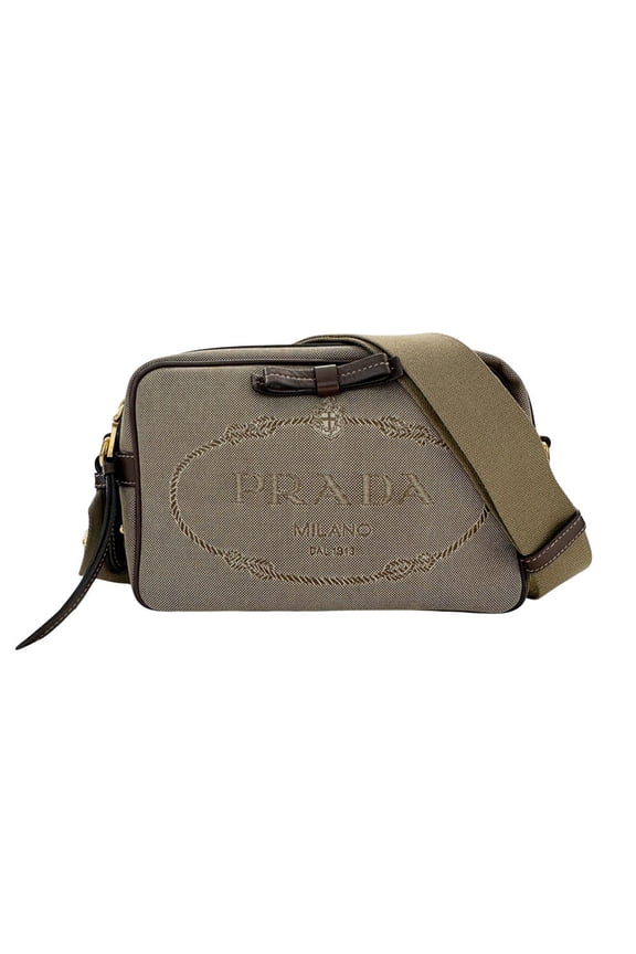 Pre-Owned Prada handbag for women, brand name, jacquard, nylon canvas, shoulder bag,...
