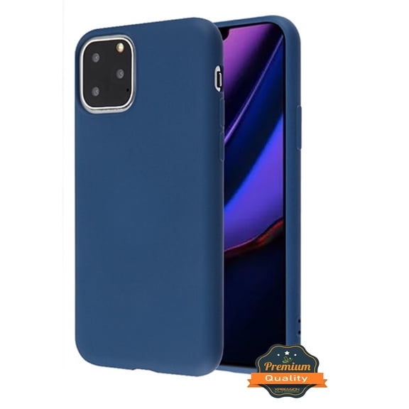 Apple iPhone 11 PRO MAX Phone Case Slim Thin Premium Hybrid Liquid Silicone Rubber TPU Shockproof Protection BLUE Cover with Soft Microfiber Lining Cushion Protective Case for Apple iPhone 11 Pro Max