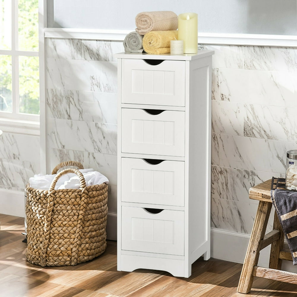 Topbuy 4 Drawers Bathroom Storage FreeStanding Side Storage