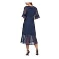 thumbnail image 2 of DKNY Womens Navy Zippered Ruffled Lined Balloon Sleeve V Neck Midi Wear To Work Sheath Dress 8, 2 of 4