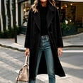 thumbnail image 4 of IUYRTFE Women's Long Overcoat Lapel Collar Button Down Knee Length Coat with Pockets Lined, 4 of 9