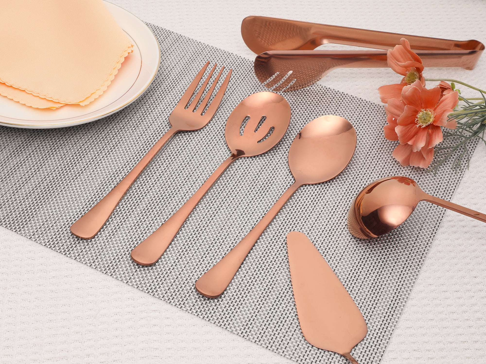 Unique Bargains 10 Piece Silverware Set Stainless Steel Flatware Rose Gold 10 Pcs