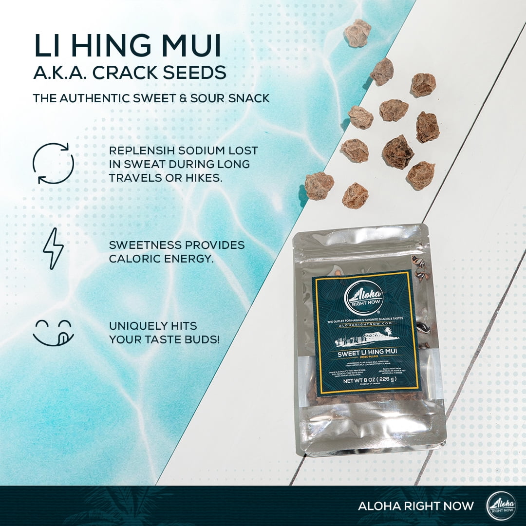 Aloha Right Now - Sweet Li Hing Mui Crack Seed Dried Plums - 8 oz (Pack of 3) - Li Hing Mui Candy for Snacking & Flavoring