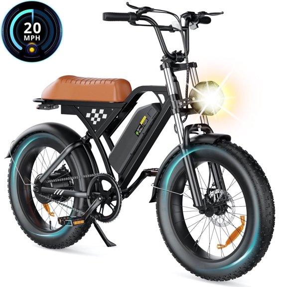 20"x 4.0 Fat Tire Electric Bicycle,1000W Peak Motor E-Bike Adults, 65 Miles Electric Bike with 20mph,Dual Shock Absorber, 7-Speed,, 42V 10.4Ah Removable Battery