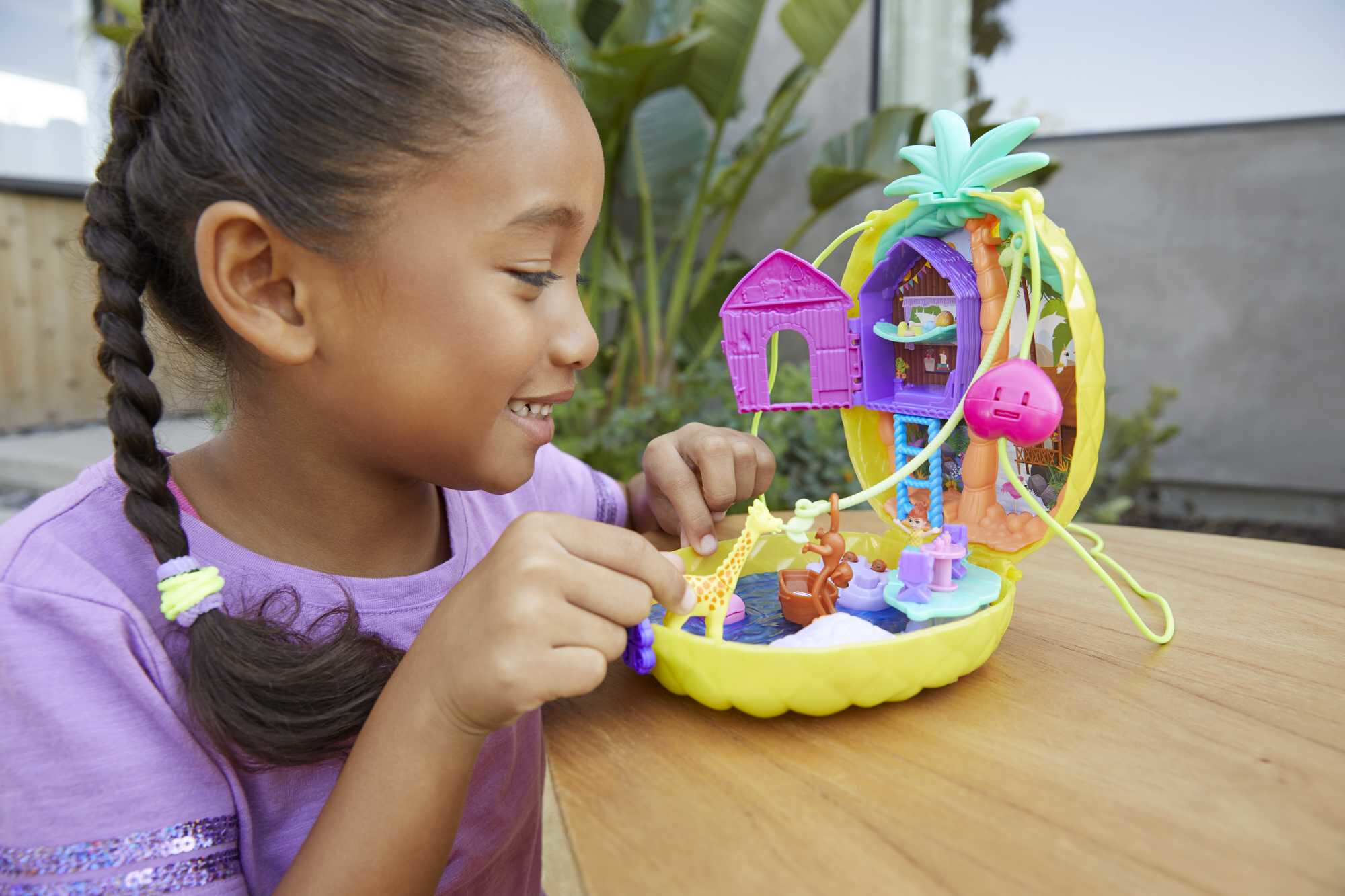 Polly Pocket 2-in-1 Pineapple Purse Playset with Micro Polly and Lila Dolls and Accessories - image 3 of 7