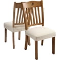 thumbnail image 2 of 4 Pcs Stretch Jacquard Dining Chair Covers Removable and Washable (with Back Straps), Beige, 2 of 5