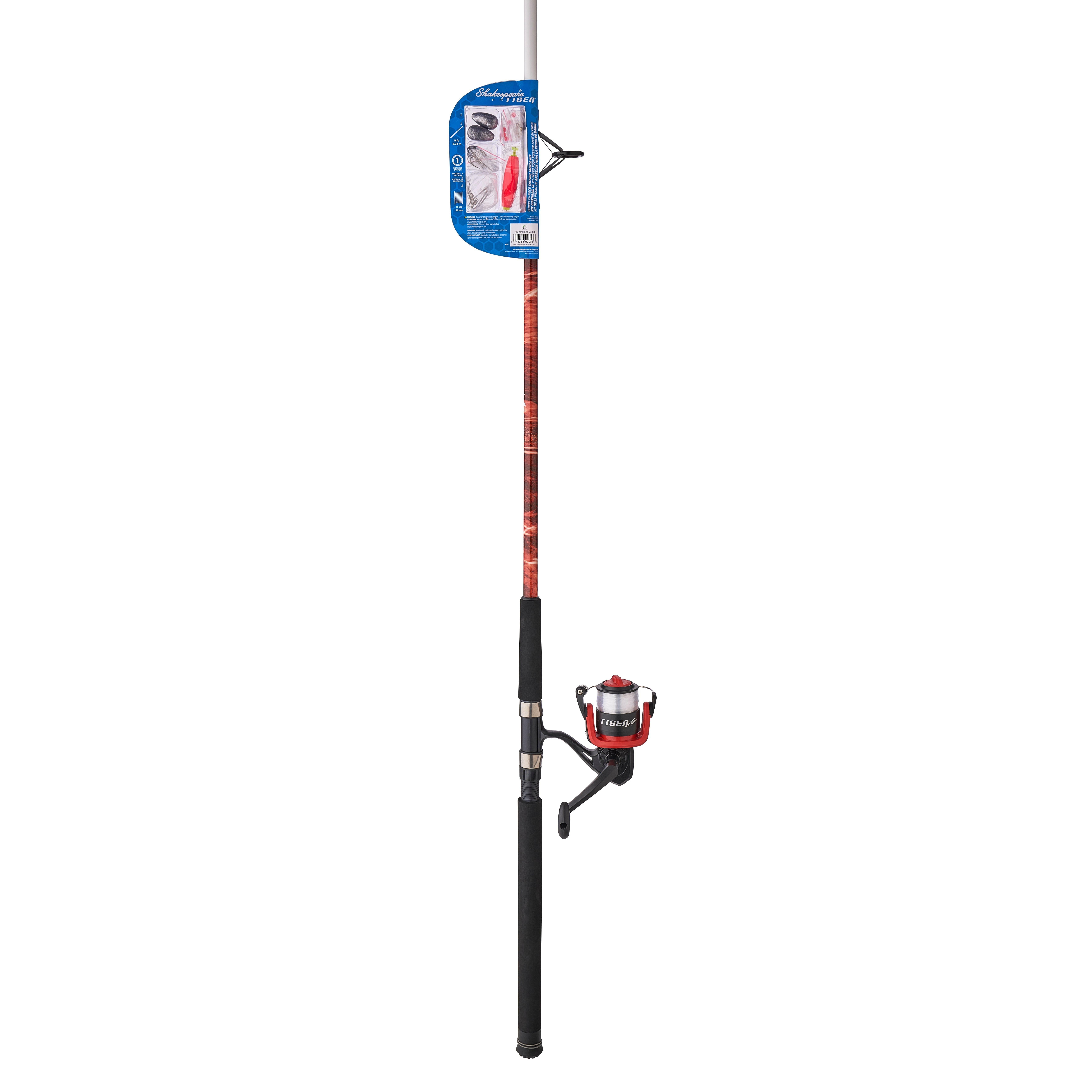 Shakespeare Tiger Catfish Spinning Mossy Oak Combo, 9' Rod and Reel Combo with Tackle Pack