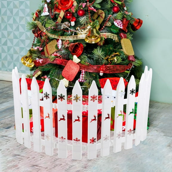 LOLIPPYY 10Pcs Christmas Tree Fence White Plastic Decorative Garden Fence for Indoor Holiday Use