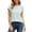 Light Blue, variant on Cap Sleeve Tops for Women Stripe Color Block Casual Crew Neck T Shirts Summer Loose Fit Basic Tee