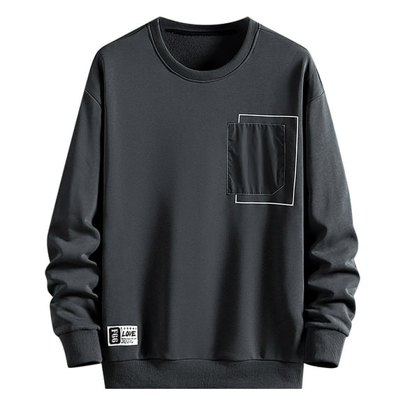 Ketyyh-chn99 Dress Shirts for Men Long Sleeve Button Down Shirt Fall Clothes Men's Autumn Daily Casual Long Sleeved Crewneck Hoodie T Shirt Grey,2XL