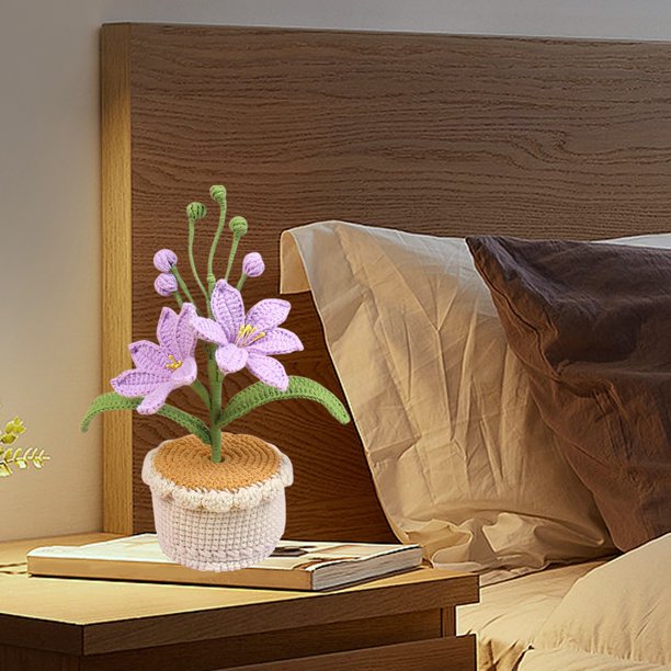 Bonsái de Escritorio con Flor Artificial Tejida a Mano para Decoración Del Hogar.