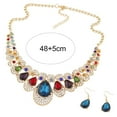 thumbnail image 5 of harmtty 2Pcs/Set Exaggerated Noble Beautiful Necklace Earrings Multicolor Water Drop Faux Gem Pendant Necklace Earrings Jewelry Accessory,Black, 5 of 8
