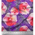 thumbnail image 1 of Soimoi Purple Poly Georgette Fabric Palm Leaves & Periwinkle Floral Print Fabric by Yard 42 Inch Wide, 1 of 3