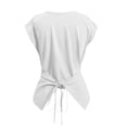 thumbnail image 6 of Favoffer Women's Strap Hem T-Shirts Round Neck Short Sleeve Slim Fit Casual Tops Knit Blouses Versatile Tees for Summer Outings Errands Streetwear Daily, 6 of 6