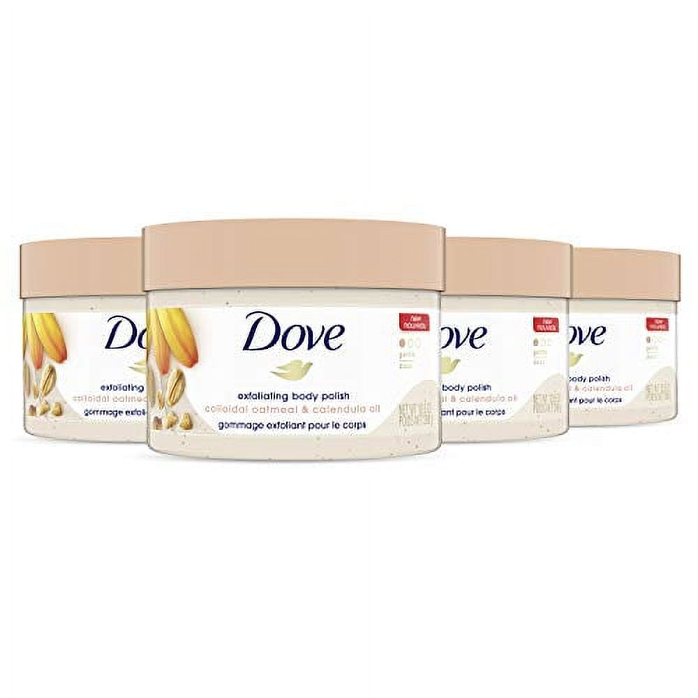 Dove Exfoliant Gentle Body Polish, Oatmeal and Calendula Oil, 10.5 oz (4 pack) (Bundle)