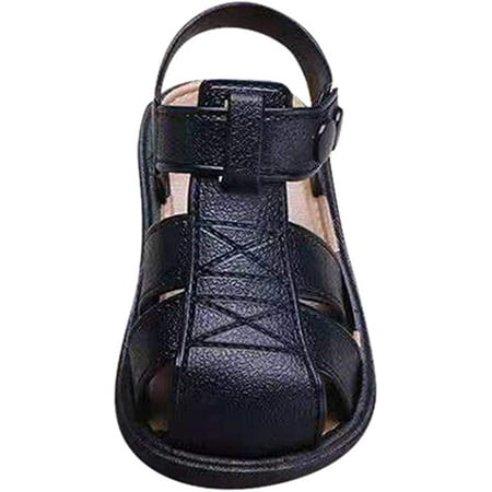 

Baby Boys Girls Sandals Closed Toe Leather Sandals Soft Sole Hook Loop Shoes Summer for Toddler/Little Kid/Big Kid