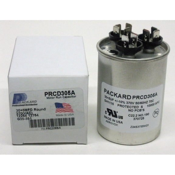 TitanHD PRCD305A HVAC Round Run Dual Capacitor. 30/5 MFD/UF 370 Volts