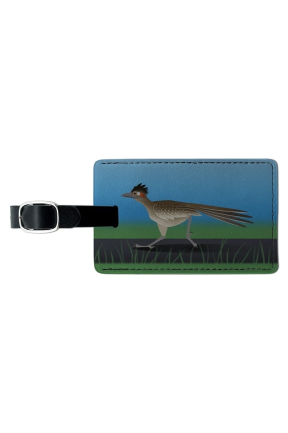 Roadrunner Runs Fast Rectangle Leather Luggage Card Suitcase Carry-On ID Tag