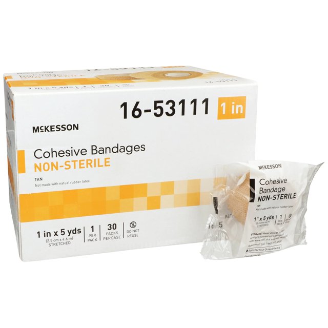 Vendajes elásticos y cohesivos McKesson, color beige, 2,5 cm x 4,6 m, 30 unidades