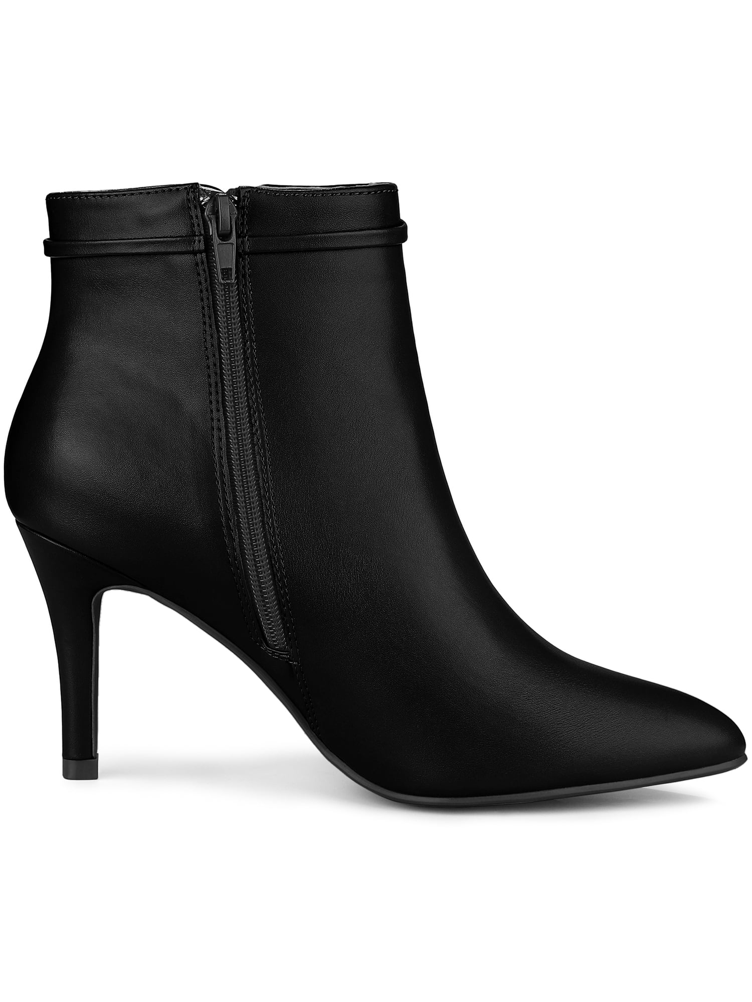 Unique Bargains Women's Pointy Toe Stiletto Heel Side Zip Ankle Boots Black 9.5