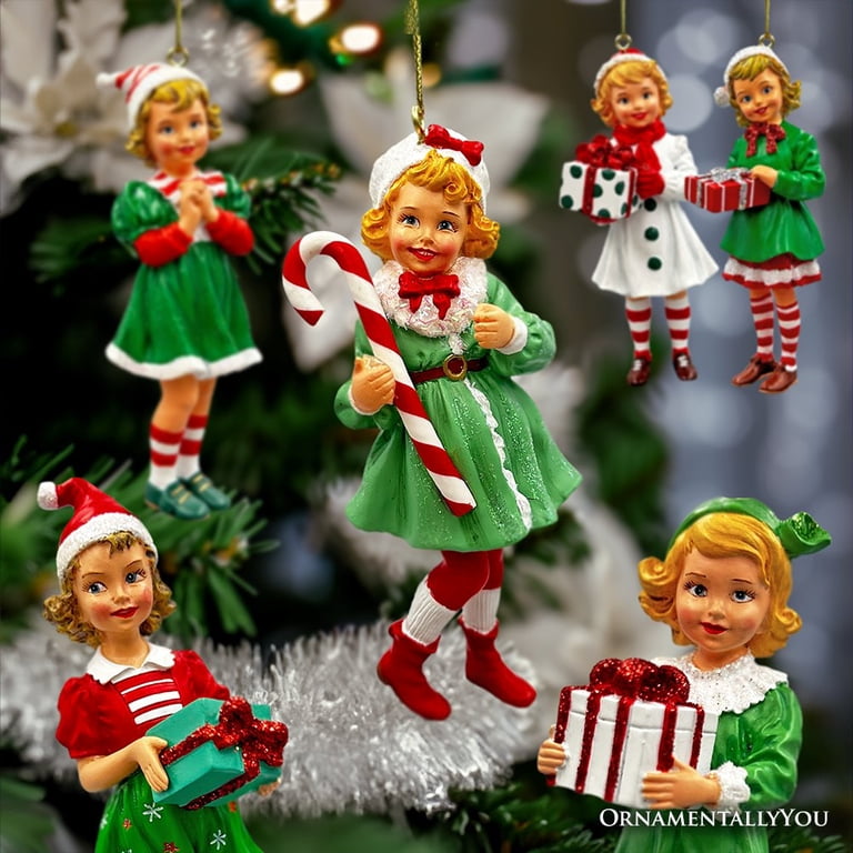 Nostalgic Victorian Christmas Girl Charming Set of 6 Ornaments