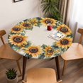 thumbnail image 5 of Sunflower Wreath Elastic Fitted Round Table Cover Linen Background Waterproof Outdoor Tablecloth for Holiday Party, Picnic, Patio & Dining Fits Tables Up to 36"-44", 5 of 8