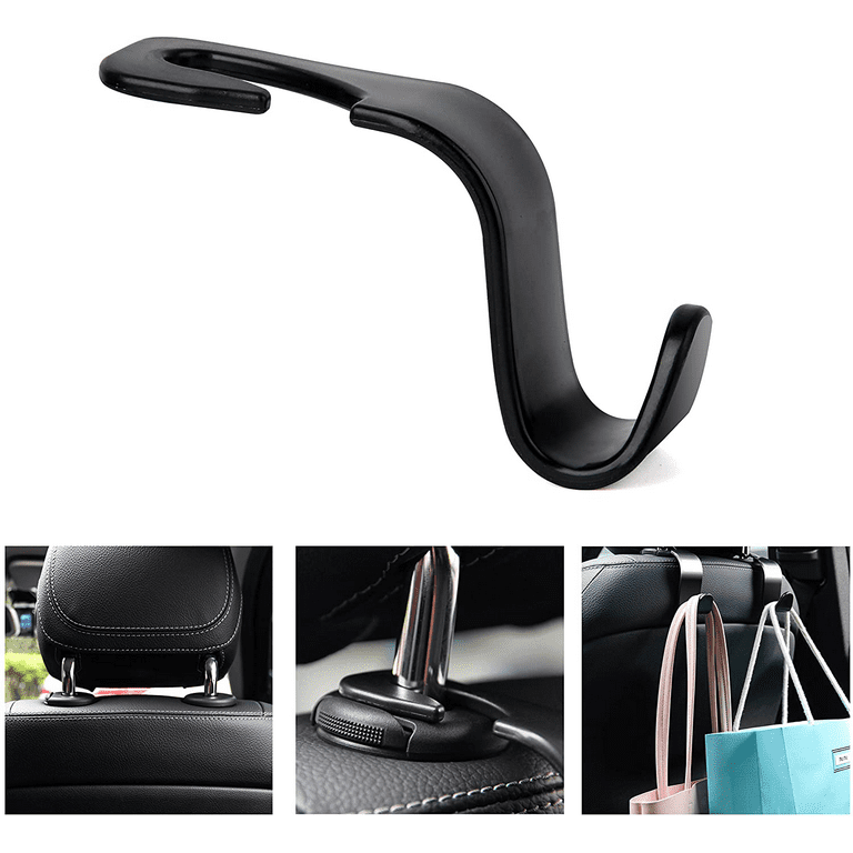 Amooca Car Seat Headrest Hook 4 Pack Hanger Storage Organizer Universal for  Handbag Purse Coat fit Universal Vehicle Car Black S Type