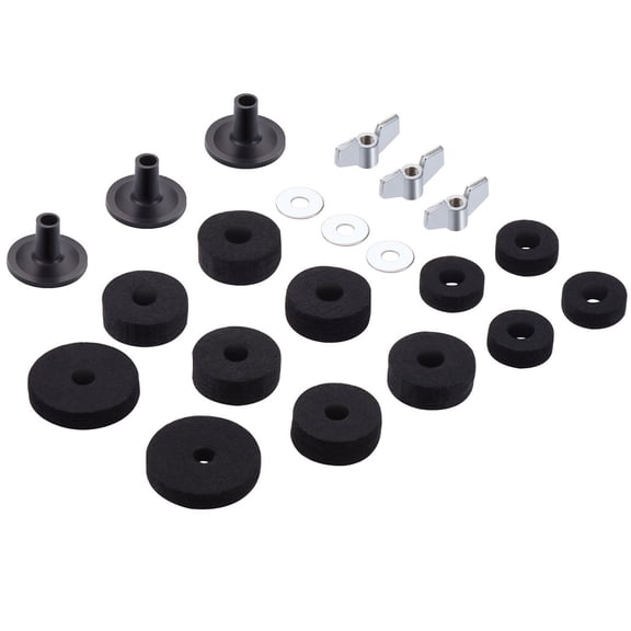 FONDOTIN 1Set Easy Install Black Felt Pads for Drum Cymbals Antiskid Replacement Set