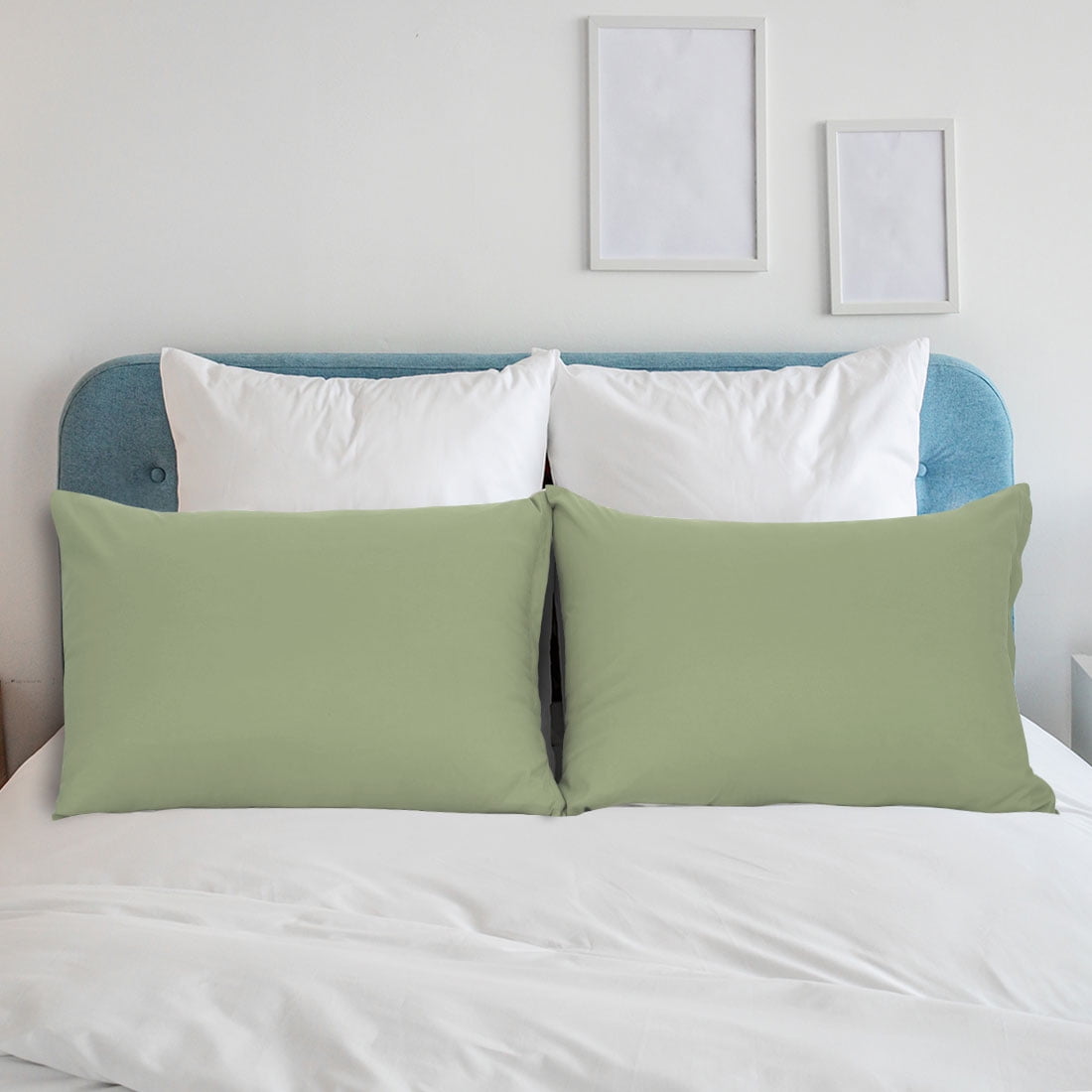 Unique Bargains 2-Piece Soft Microfiber Pillowcases, King, Sage