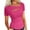 Hot Pink, variant on LADIGASU Women Sexy Short Sleeve Sequins Loose Polluer Solid V-Neck Blouse Shirt