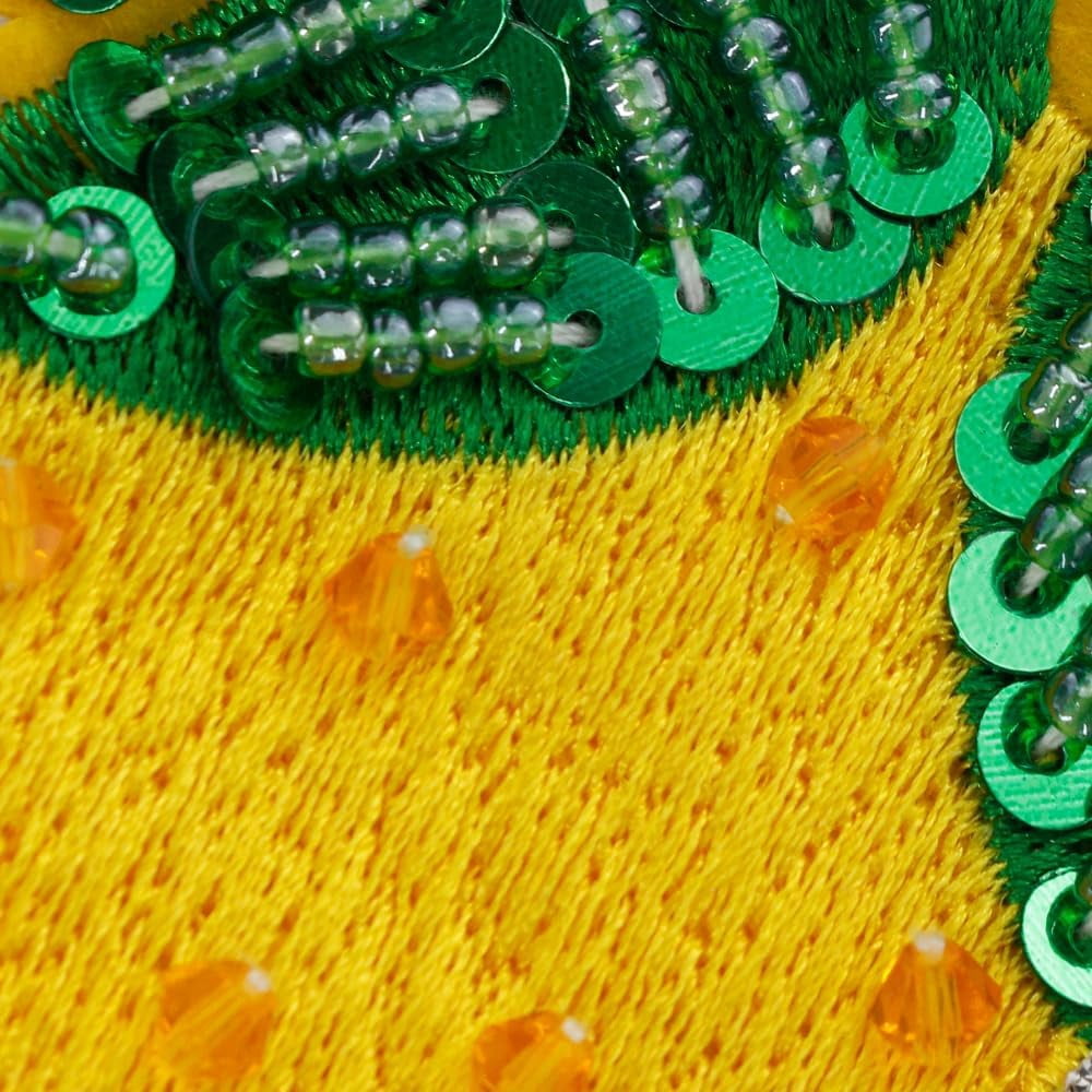2PCS Fruits Beaded Sew on Patches Lemon Orange Cherry Sequins Rhinestone Sew on Embroidery Beaded Emblem DIY Costume Craft Applique (E)