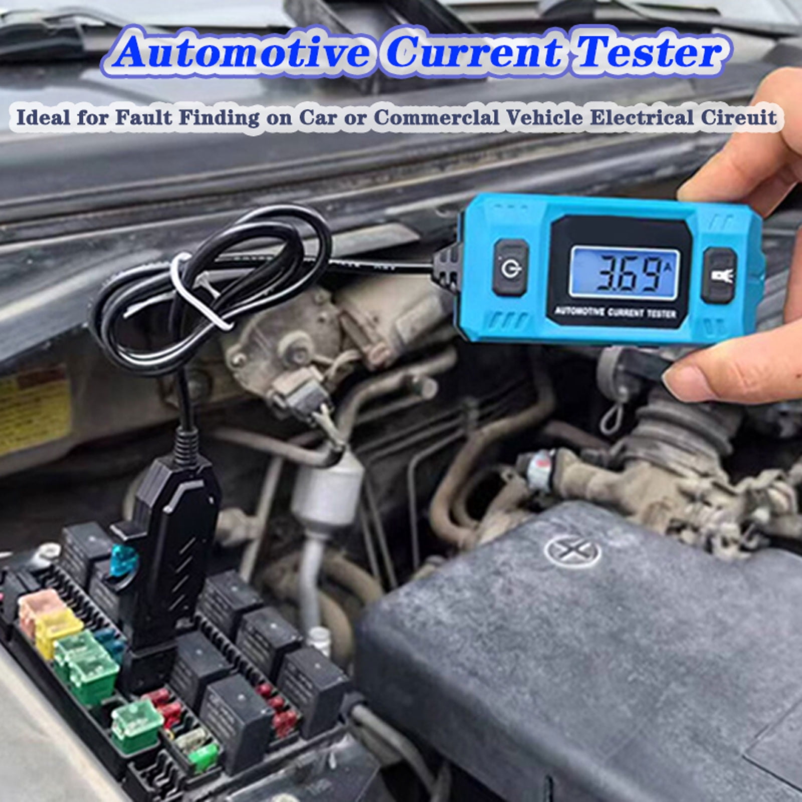 Ferjadq Automotive Circuit Fault Probe Tester Portable High Precisions 20A 48V Car Current Relay Blades Checker with LED Display Lighting for Various Vehicles