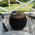 thumbnail image 4 of MOALCOFER Outdoor Round Side Table with Concrete Top and Faux-Wood Accent for Patio,Black, 4 of 7