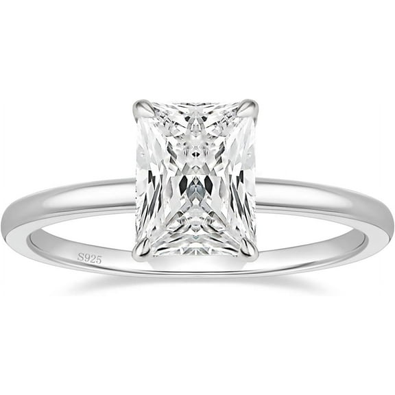 3CT 925 Sterling Silver Engagement Rings Radiant Cut Solitaire Cubic Zirconia CZ Wedding Promise Rings for Her Wedding Bands for Women Size 3-11