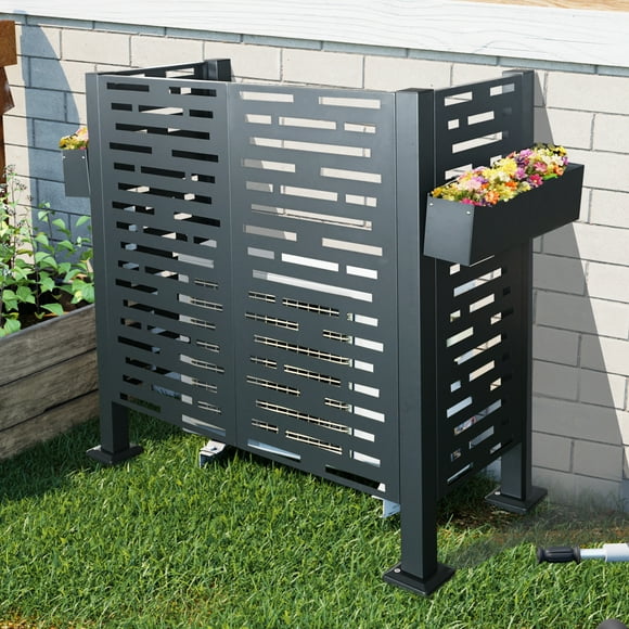 Noble House Outdoor Air Conditioner Fence 4ftx2ft, Metal Privacy Screen Cover, Decorative AC Unit Enclosure for Backyard,Garden,or Patio