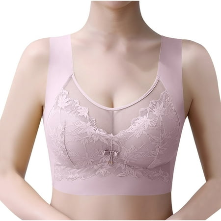 Up to 60% off Wireless Bra  Women s Comfortable And Comfortable Adjustable Gathering Breathable Bra Underwear Daily Bra(Pink XL)
