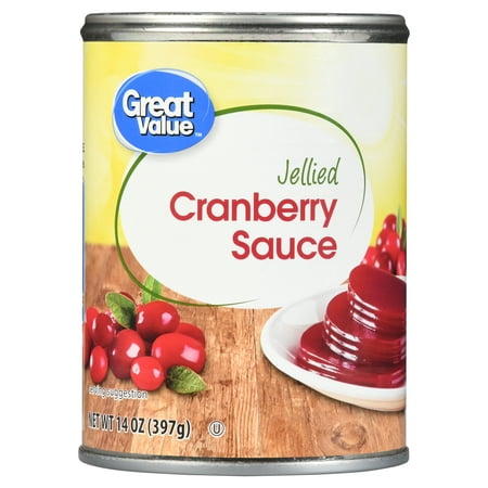 (4 Pack) Great Value Jellied Cranberry Sauce, 14